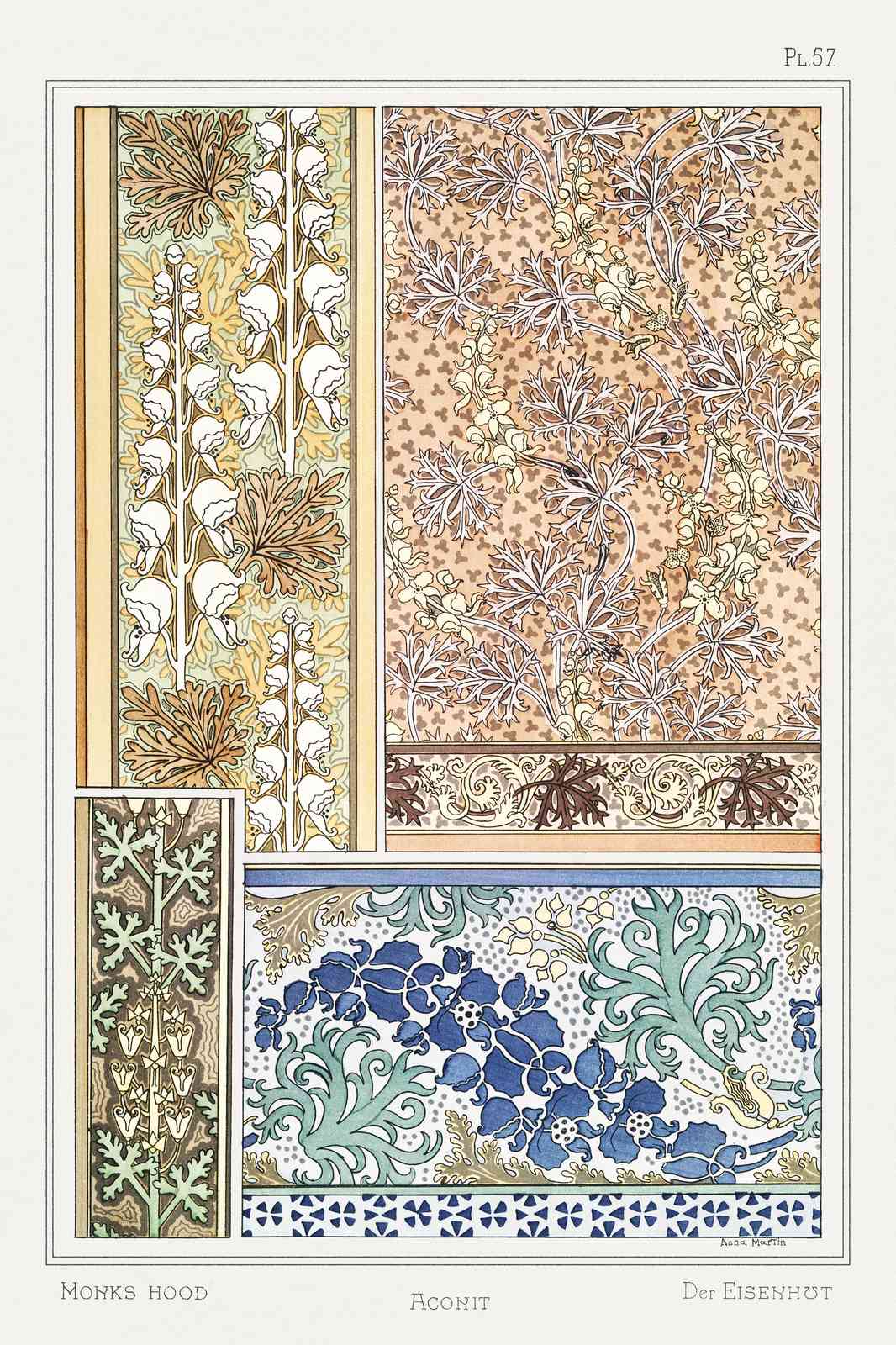 Monks Hood Art Nouveau Floral Wall Art