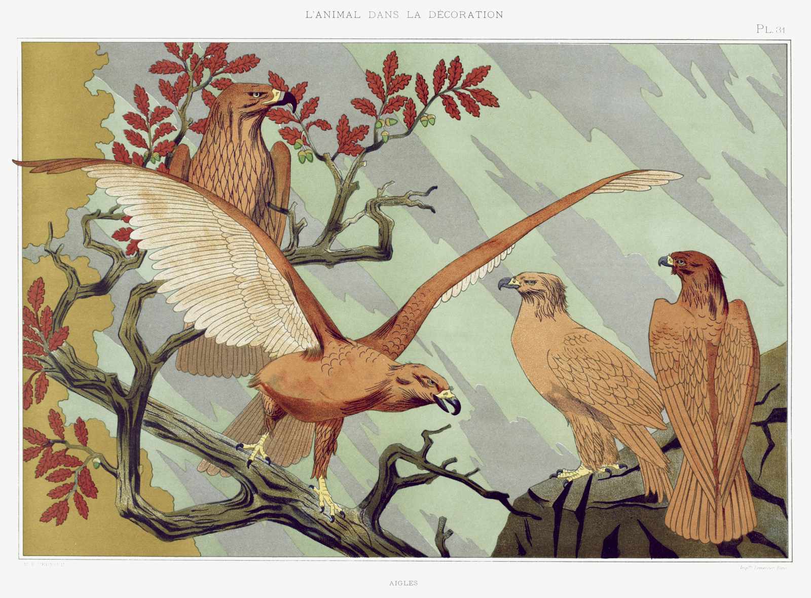 Majestic Eagles Art Print | Vintage Wildlife Wall Art