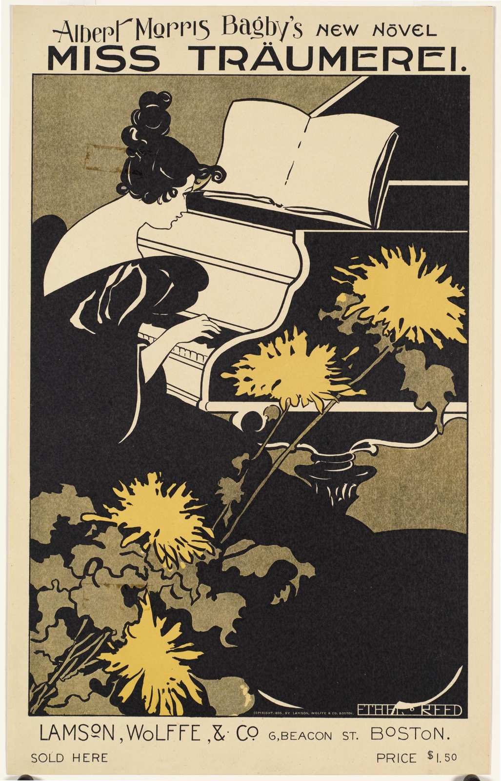 Vintage Piano Lady & Flowers Wall Art