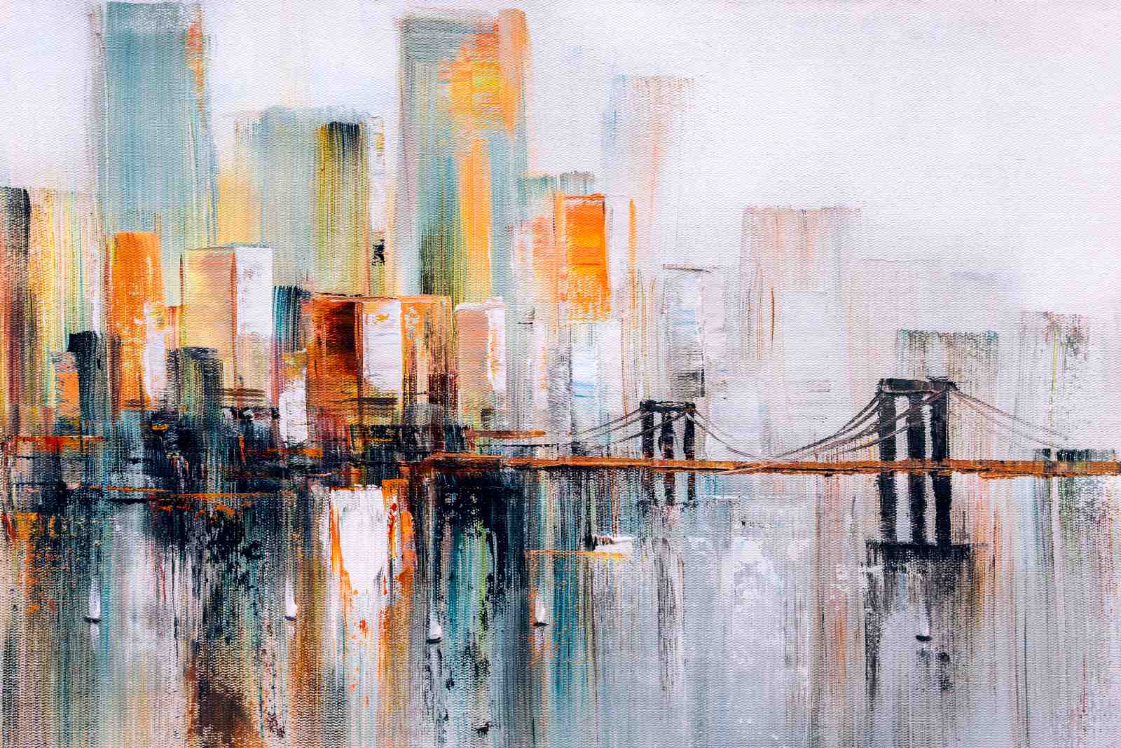 Abstract Cityscape & Bridge Wall Art