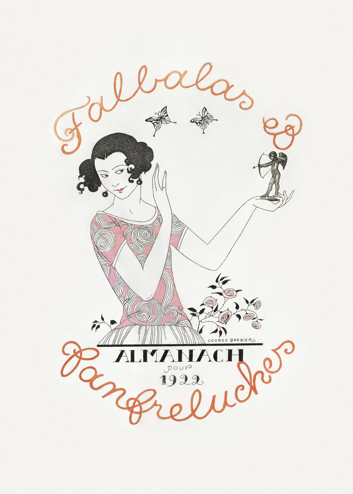 Vintage Art Deco Woman Butterflies Wall Art