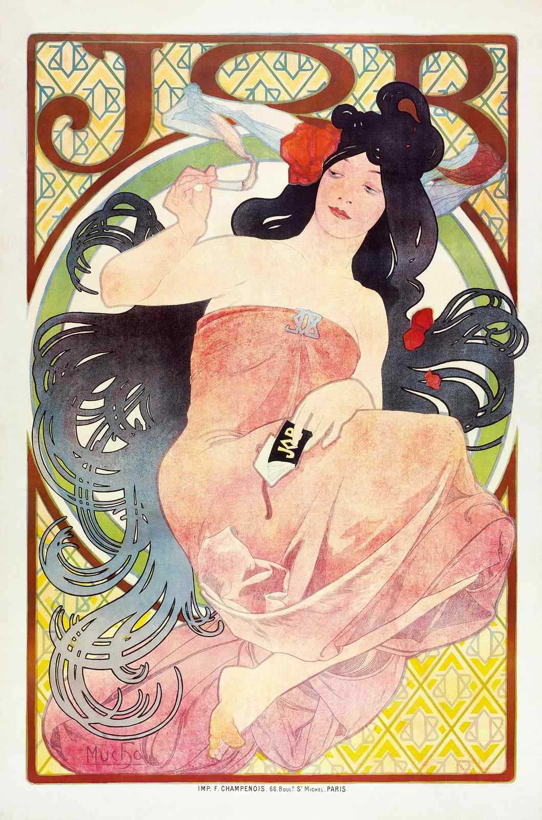 Art Nouveau "JOB" Woman Wall Art