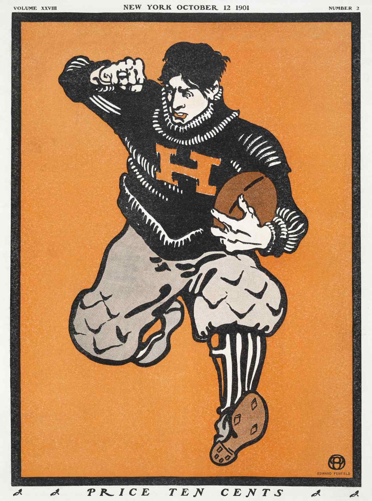 Vintage Football Player 'H' Mascot Wall Art