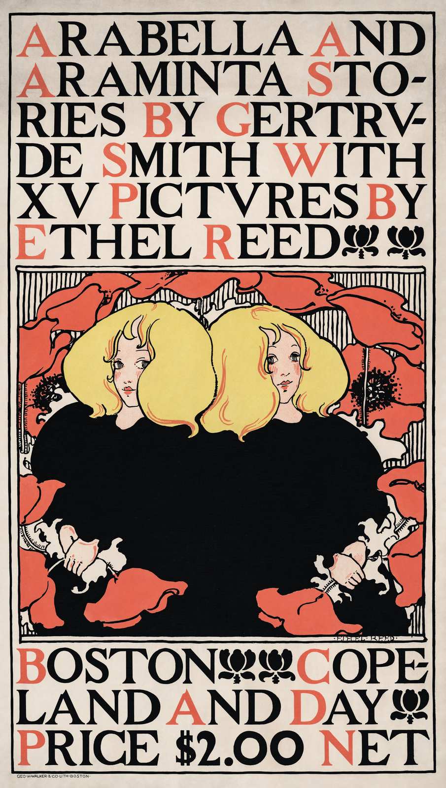 Victorian Art Poster of Two Girls Wall Art