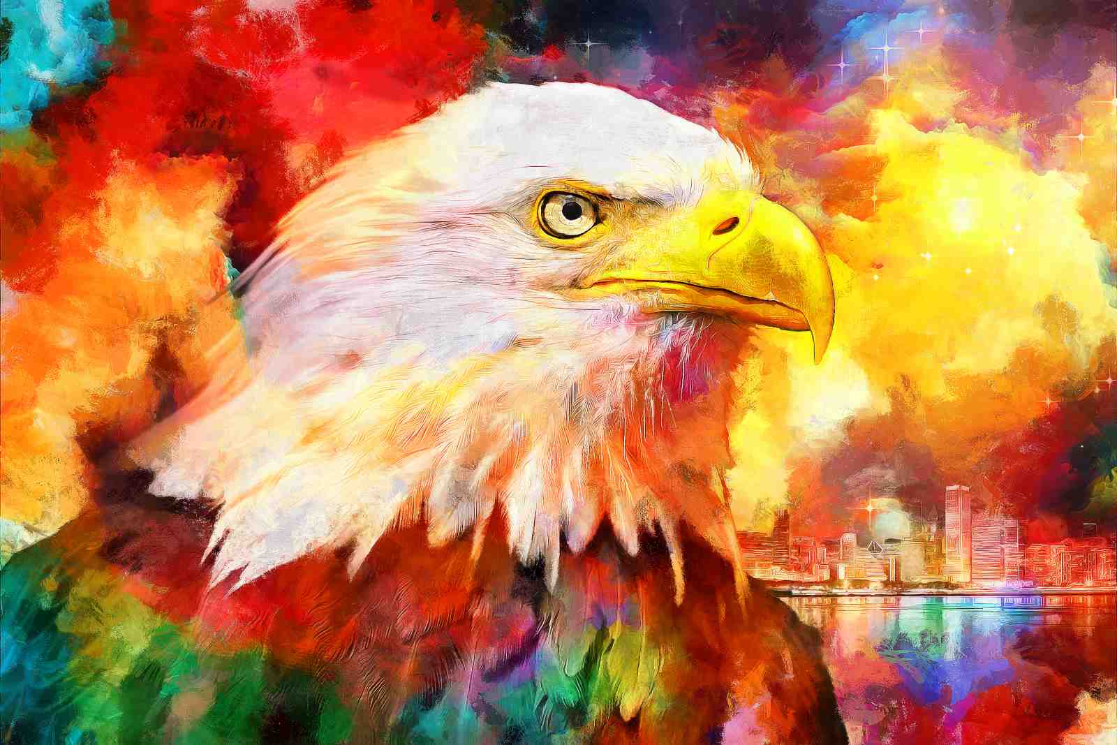 Vibrant Eagle Abstract Wall Art Wall Art