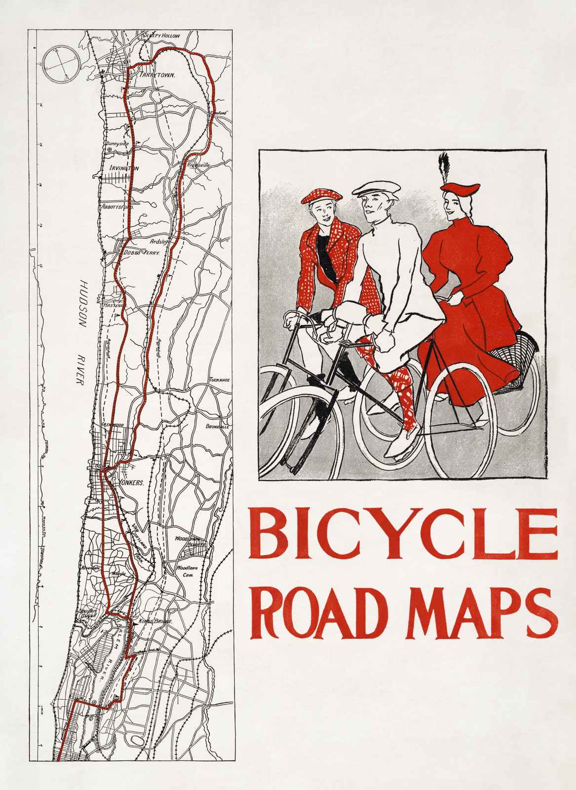 Vintage Bicycle Road Map Wall Art Wall Art