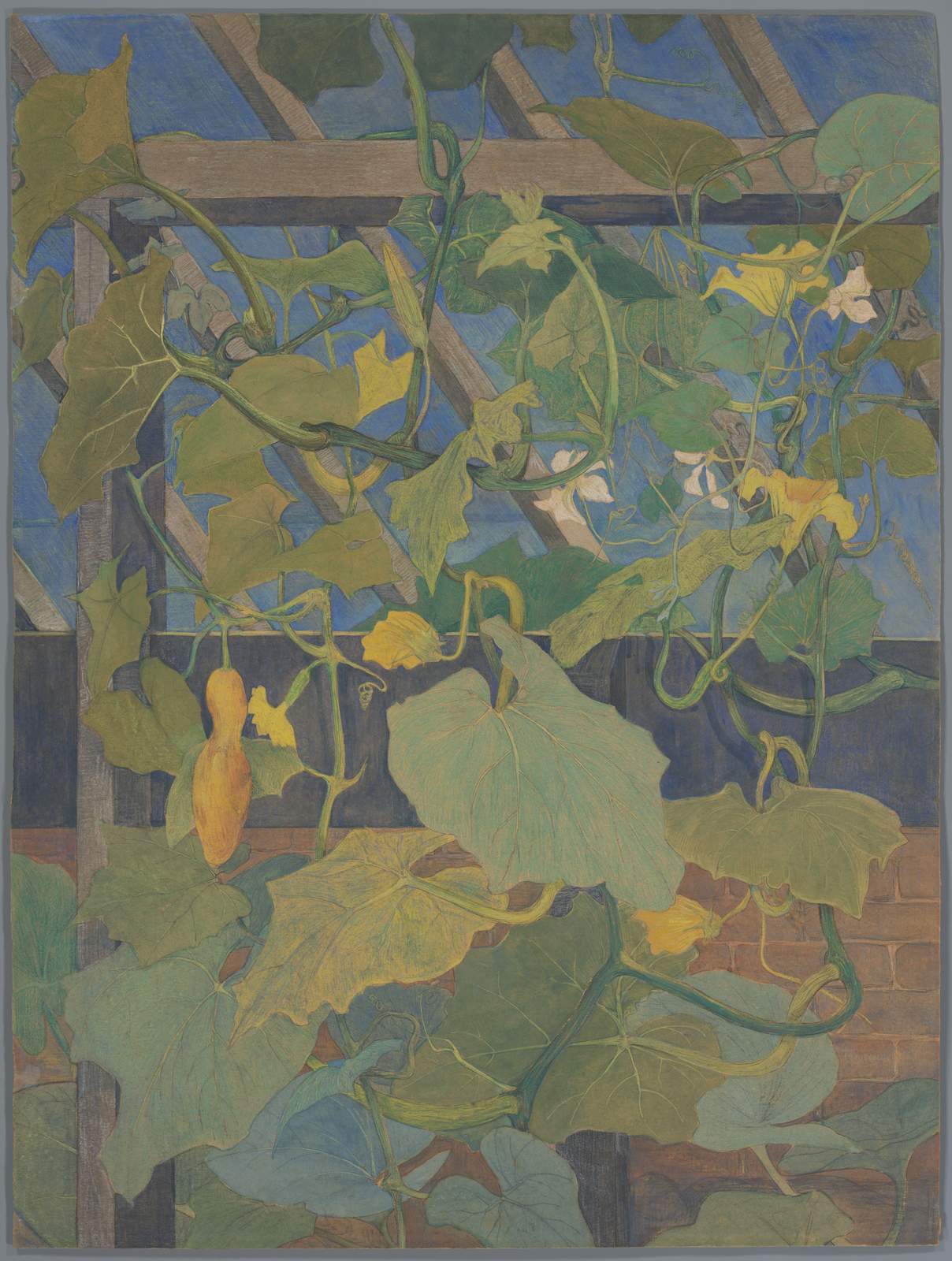 Vibrant Botanical Garden Courgette Wall Art