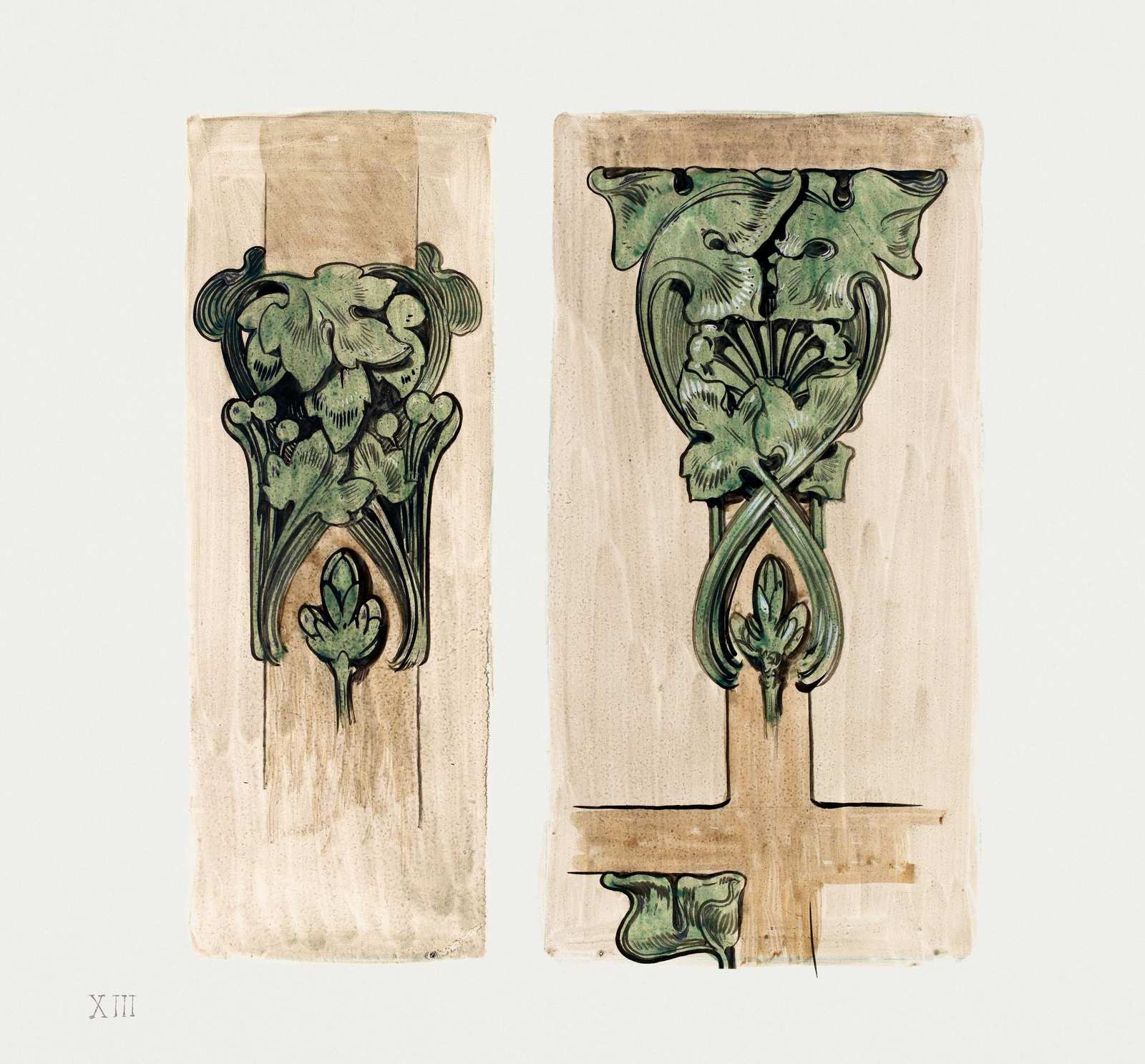 Art Nouveau Botanical Scroll Wall Art