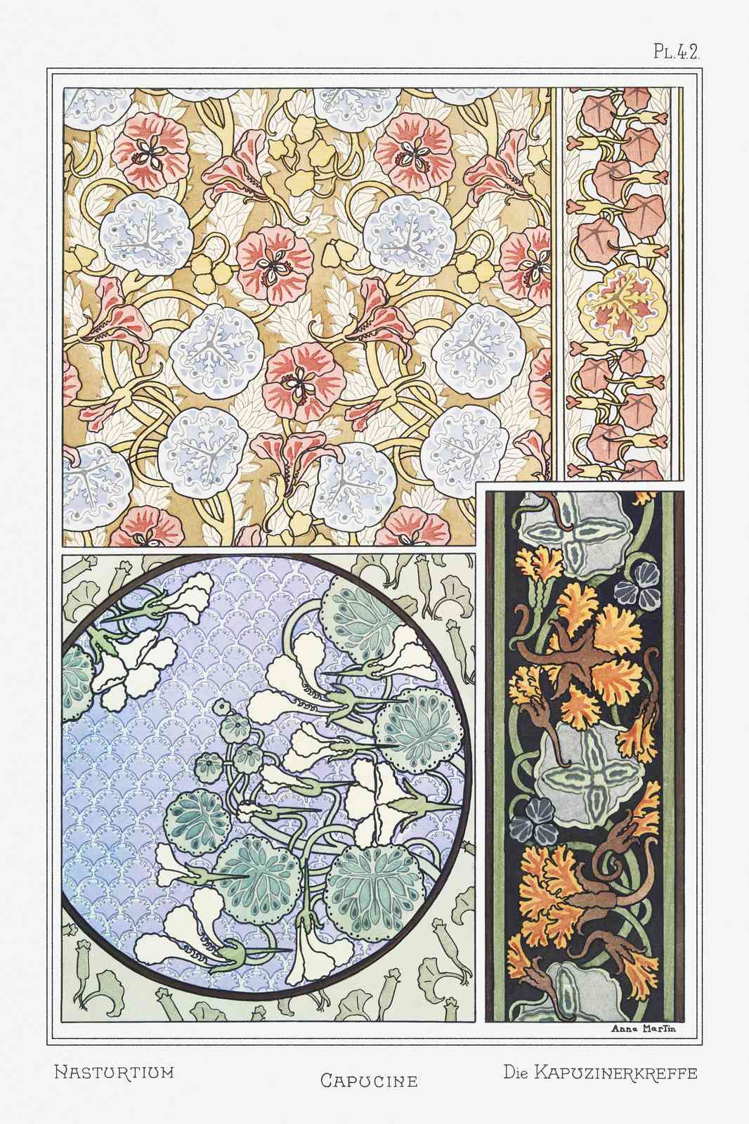 Art Nouveau Nasturtium & Capucine Wall Art