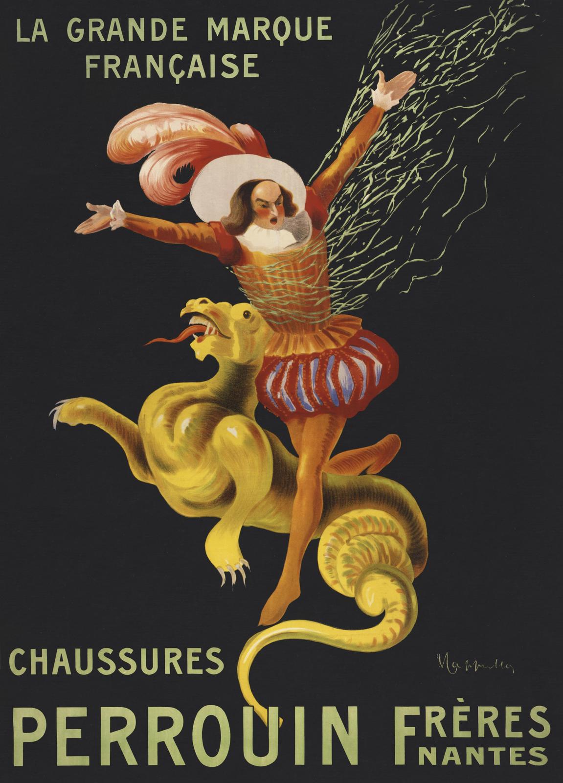 Vintage French Dragon Rider Wall Art