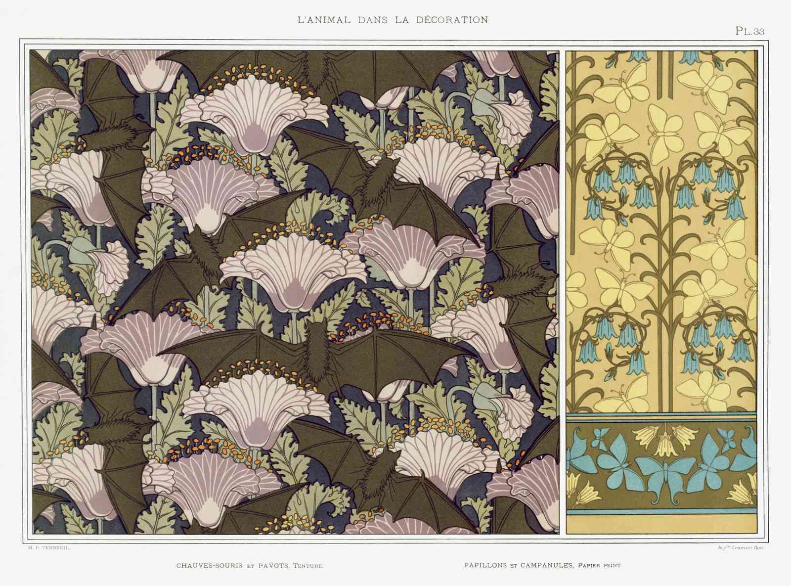 Art Nouveau Bat & Poppy Wall Art