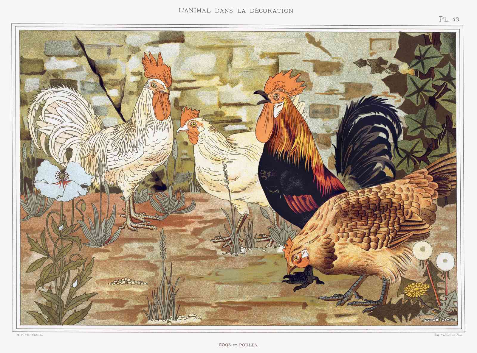 Vintage Rooster & Hen Farmhouse Wall Art