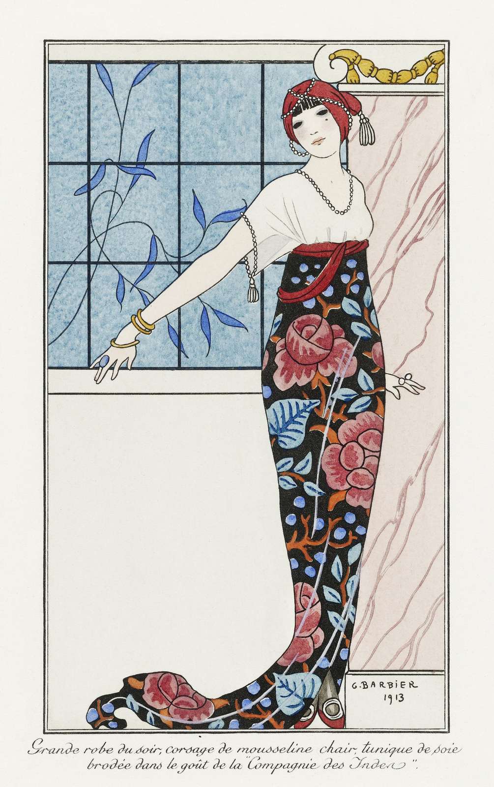 Art Deco Rose Garden Fashion Print Wall Art