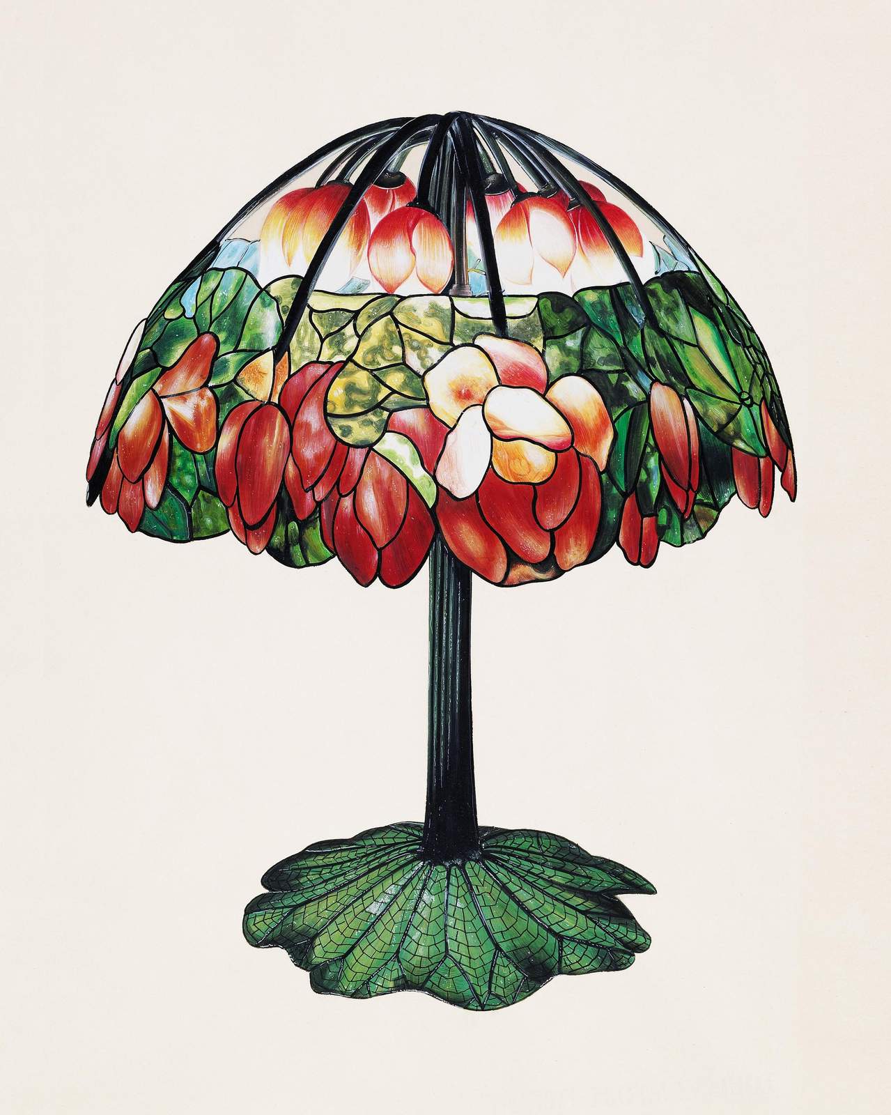Stunning Red Tulip Tiffany Style Wall Art