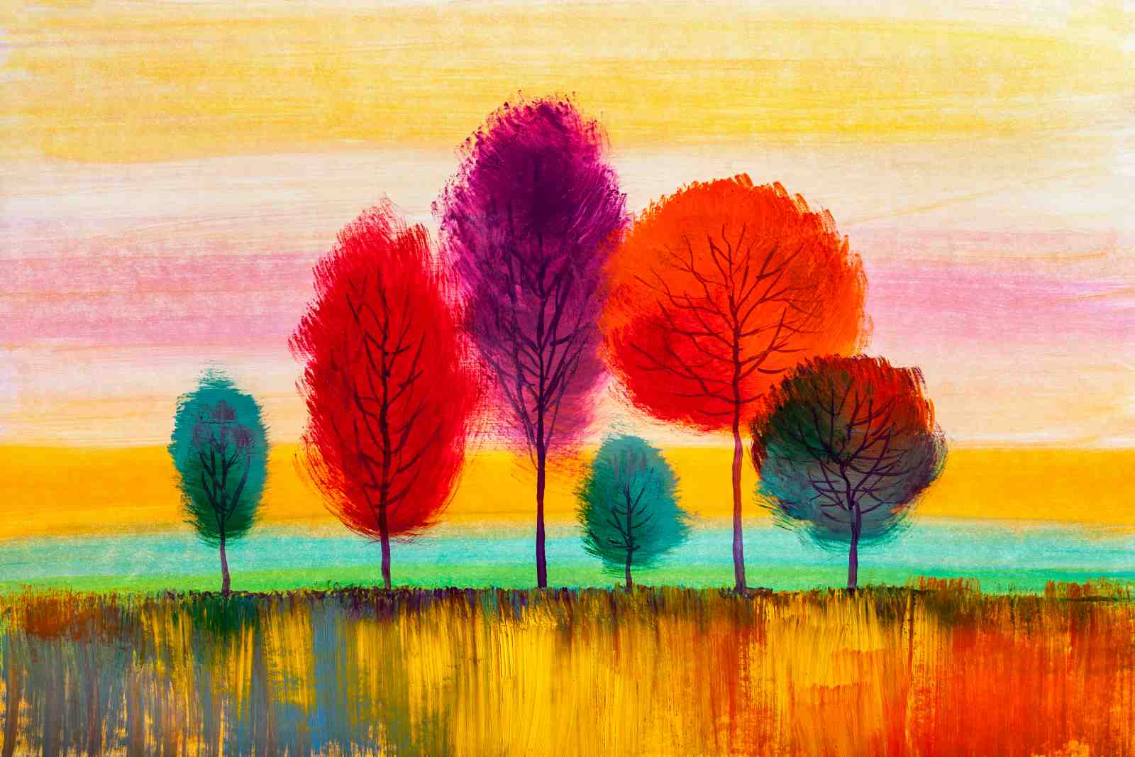 Vibrant Abstract Trees Wall Art