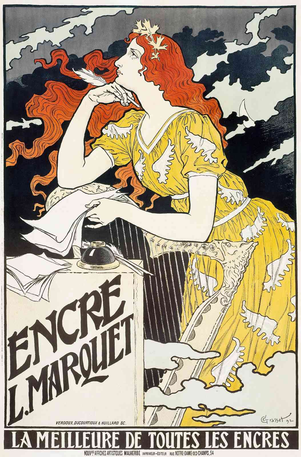 Art Nouveau Muse Yellow Dress Wall Art
