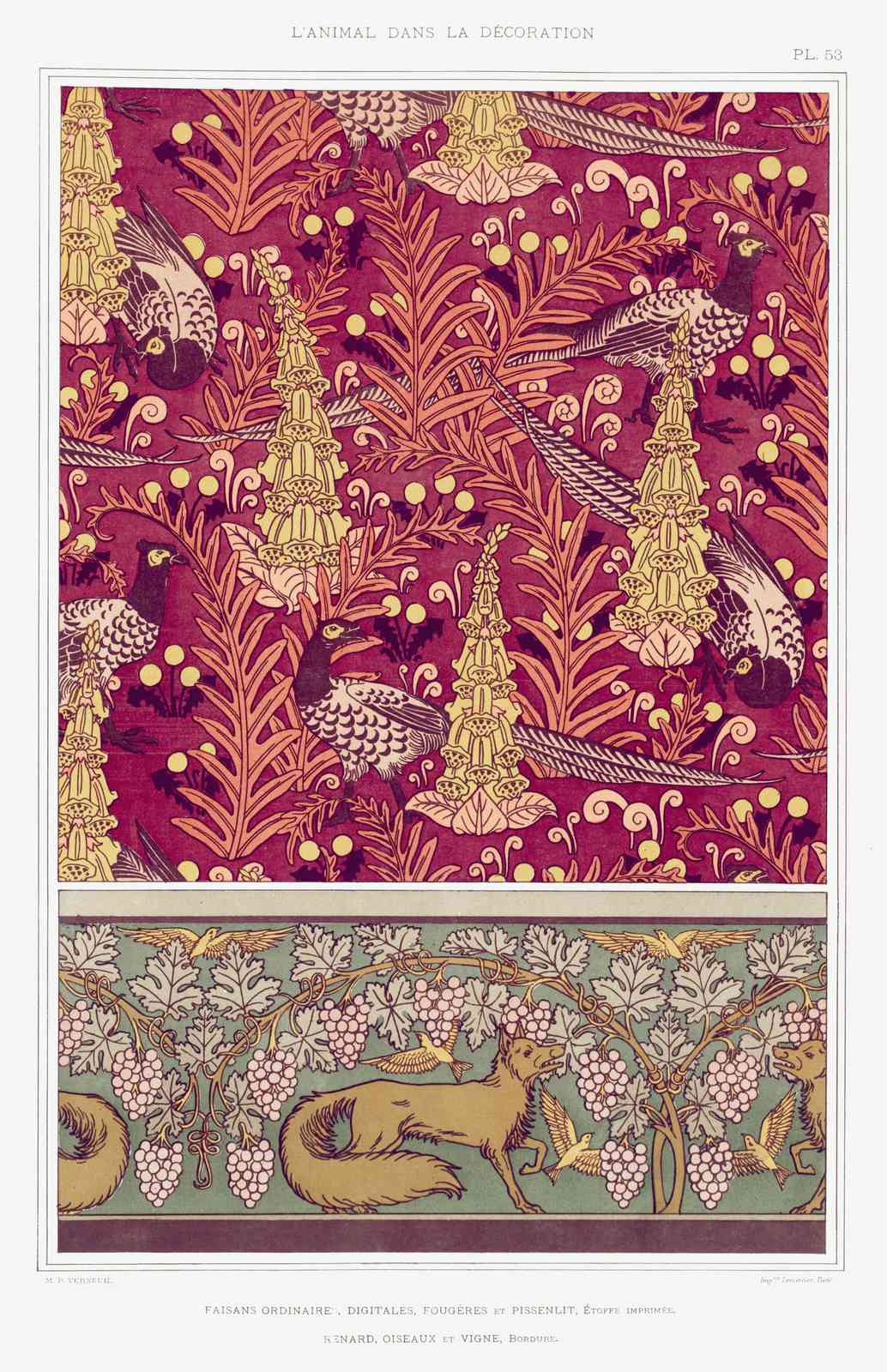 Art Nouveau Fox & Birds Wall Art