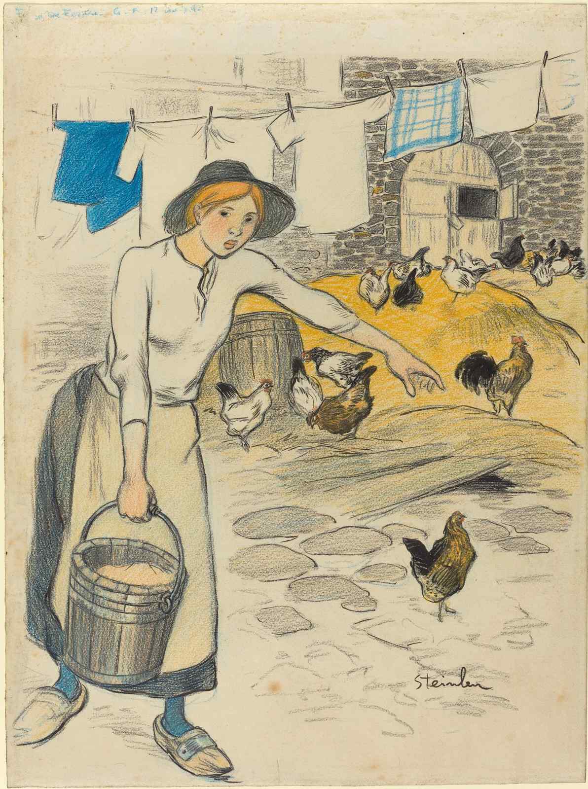 Vintage French Hen Keeper Art Wall Art