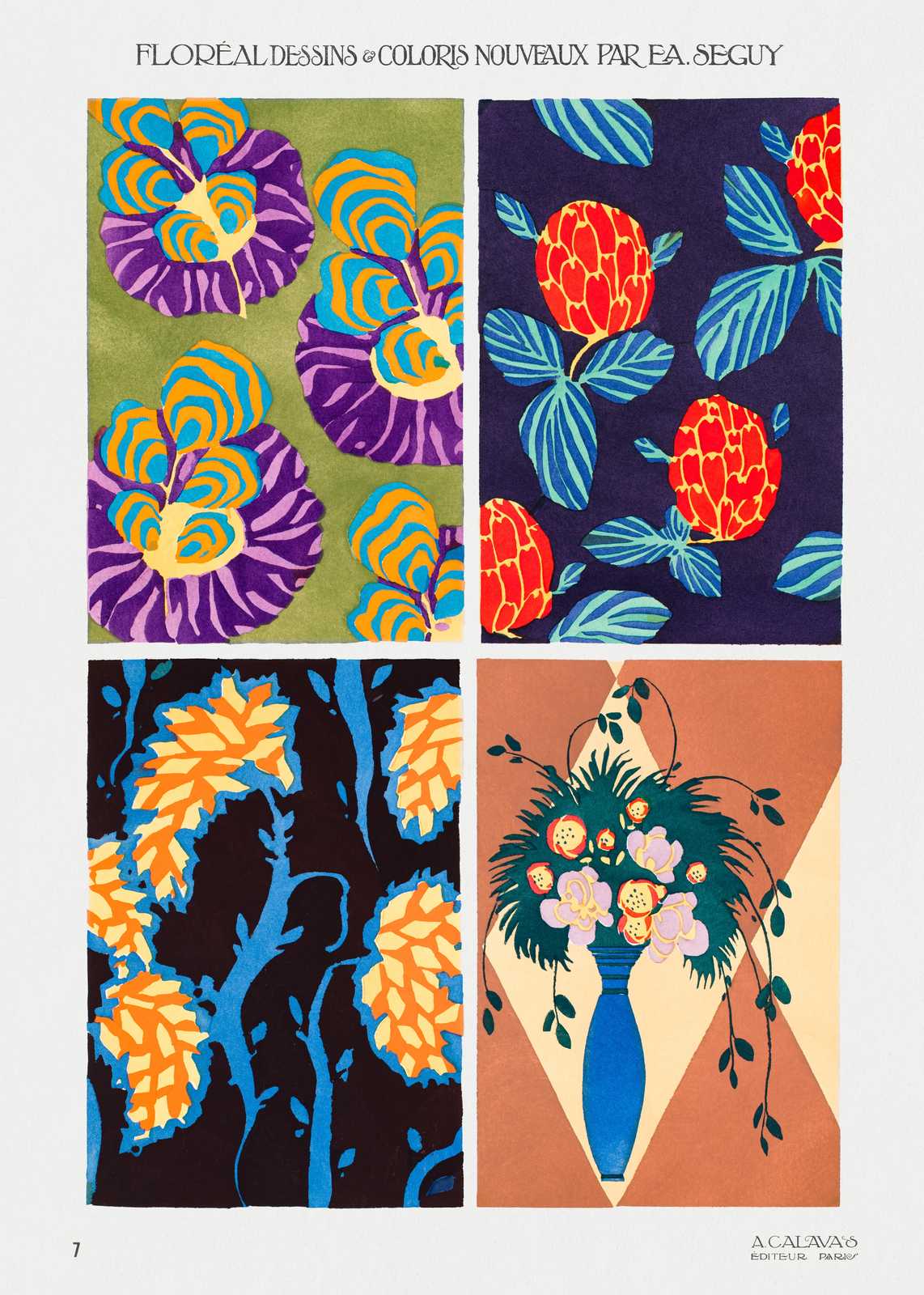 Art Deco Floral Prints - Set of 4 Wall Art