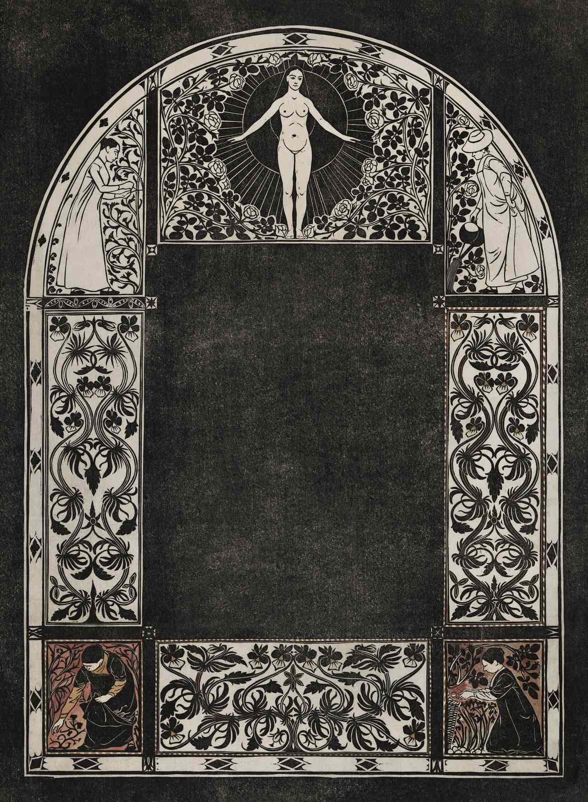 Art Nouveau Nude Botanical Arch Wall Art