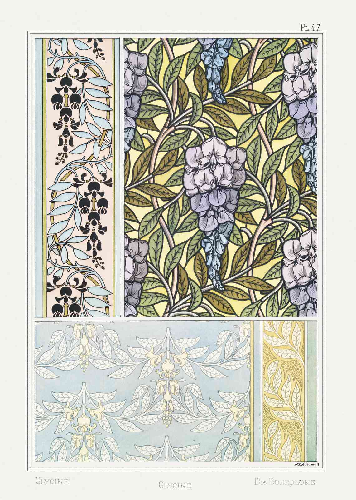 Art Nouveau Wisteria Floral Wall Art