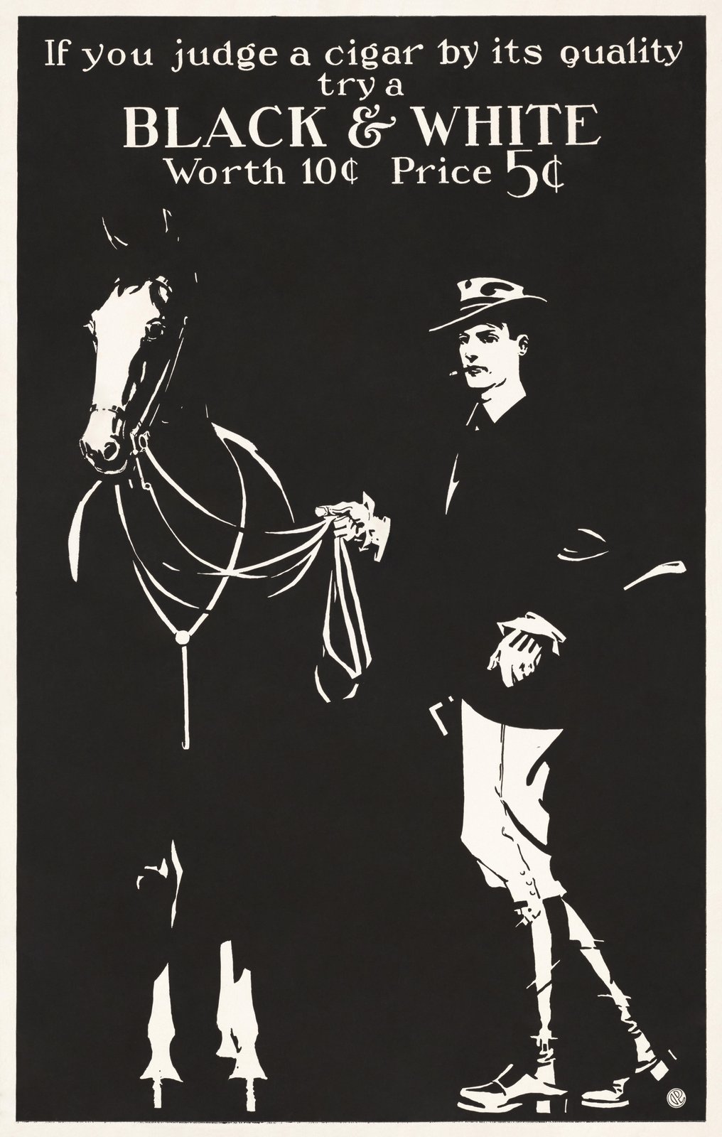 Vintage Horse & Gentleman Black & White Wall Art