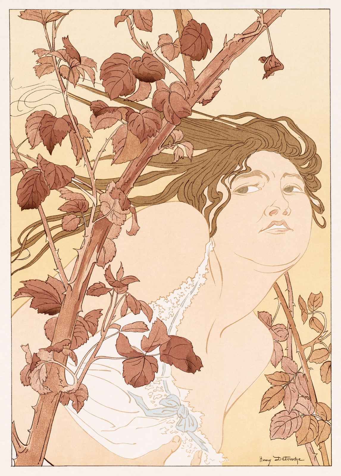 Art Nouveau Rose Woman Wall Art