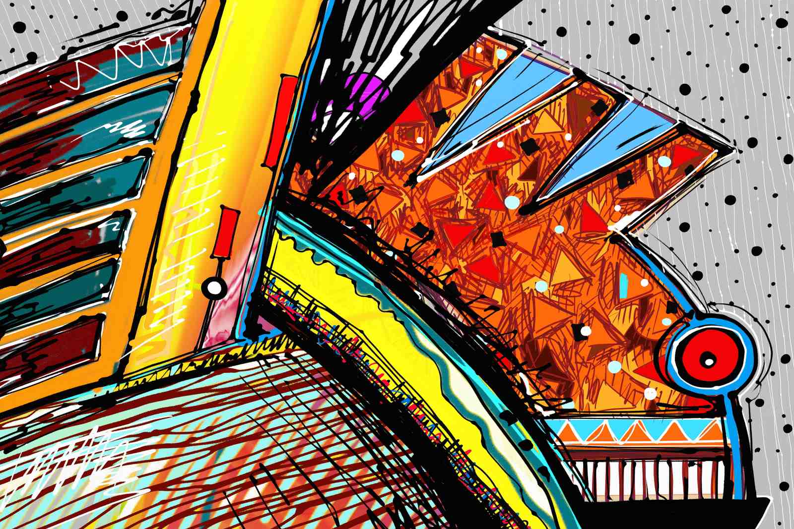 Abstract Geometric Yellow & Orange Wall Art