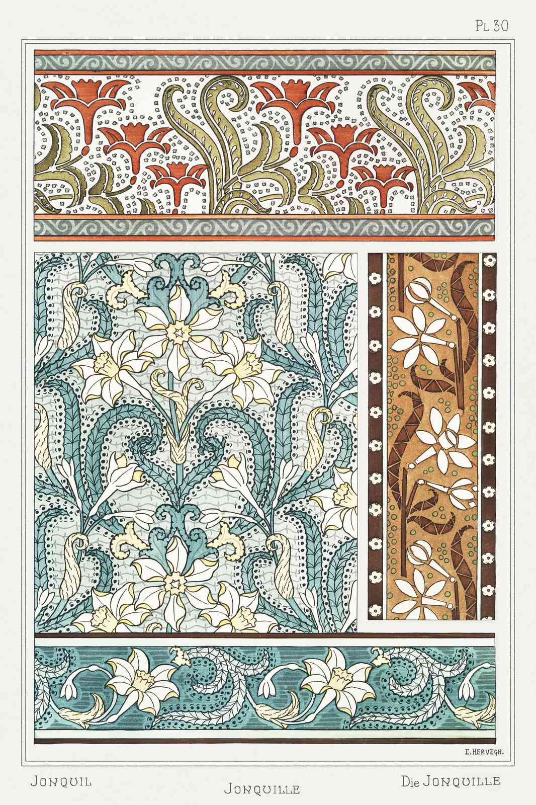 Art Nouveau Floral Jonquil Wall Art