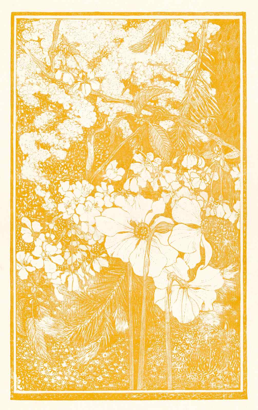 Golden Floral Garden Wall Art