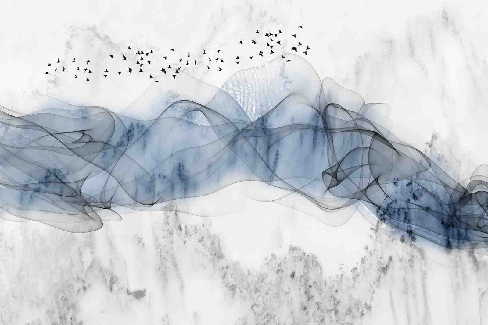 Serene Sky Flock Mountain Mist Wall Art