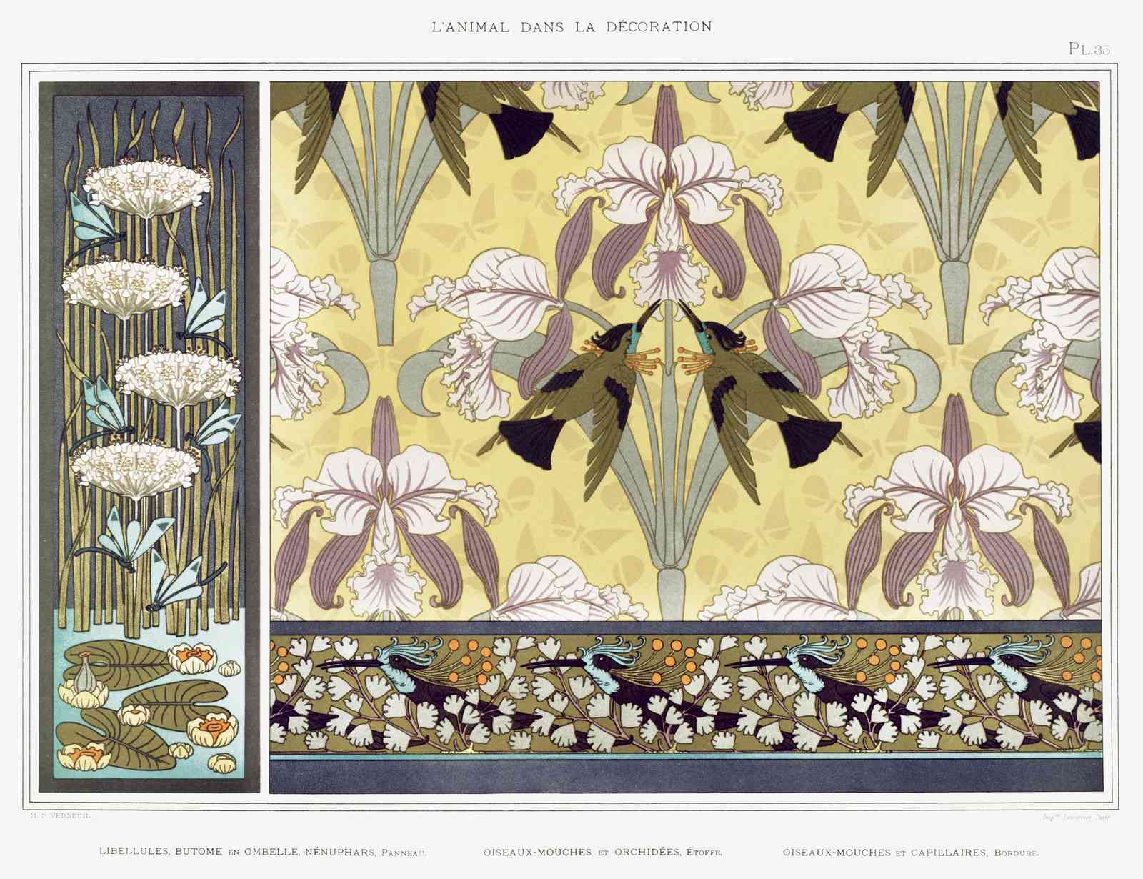 Art Nouveau Floral Bird Wall Art