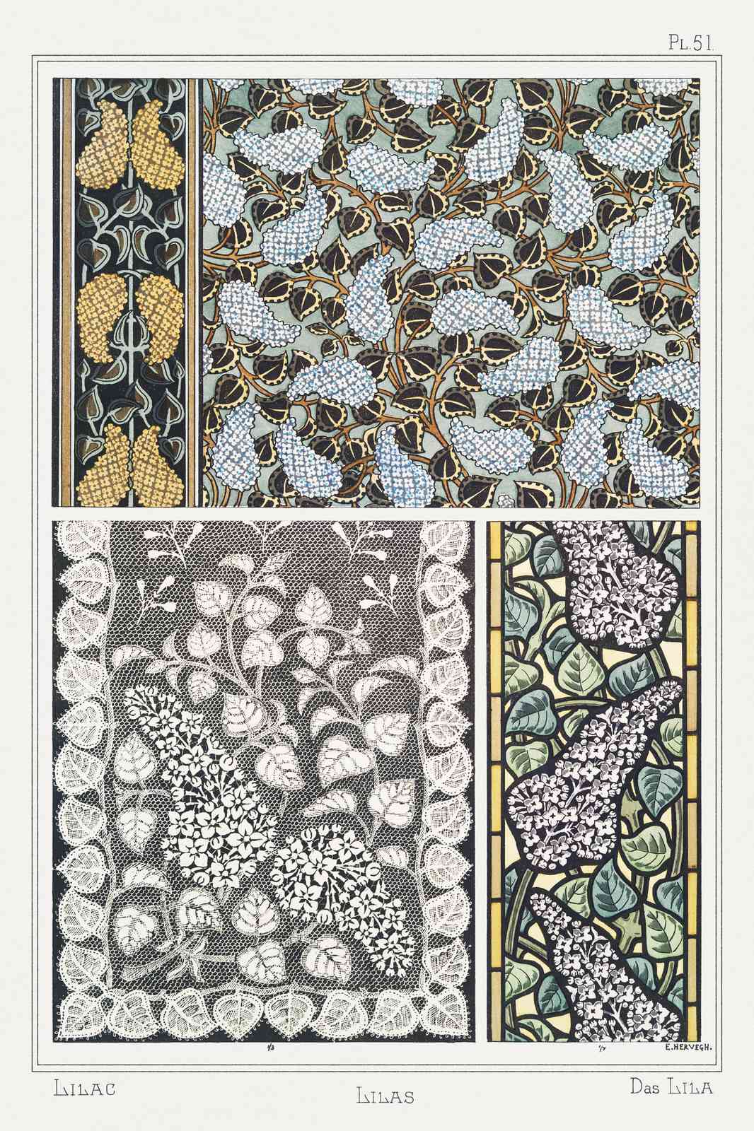 Art Nouveau Lilac Floral Wall Art