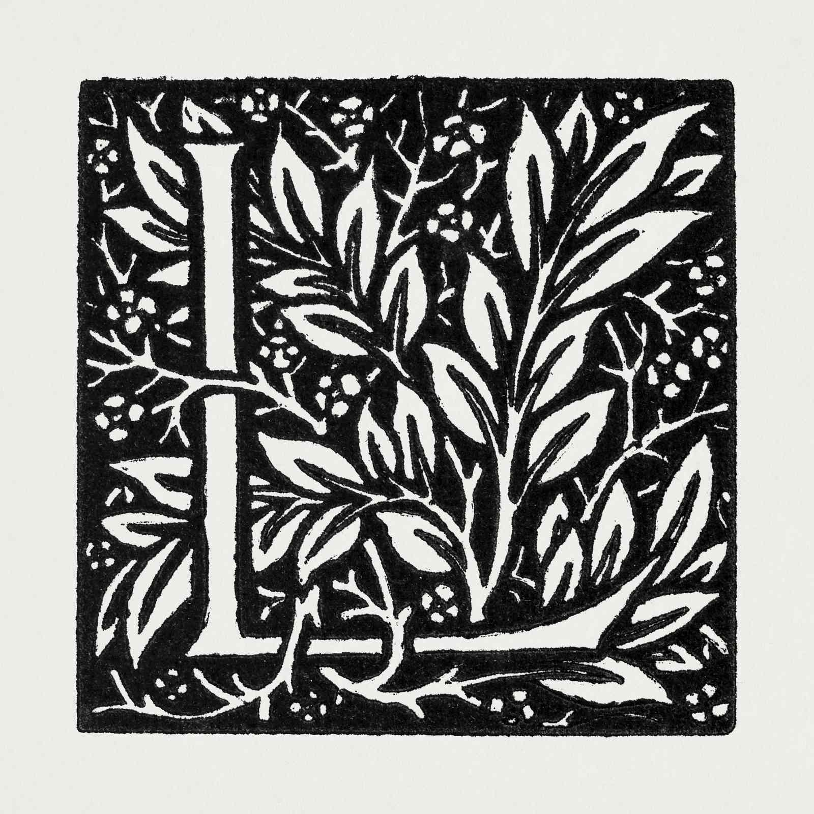Elegant 'L' Floral Monogram Wall Art