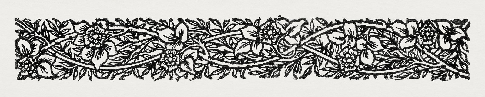 Vintage Floral Scroll Black & White Wall Art