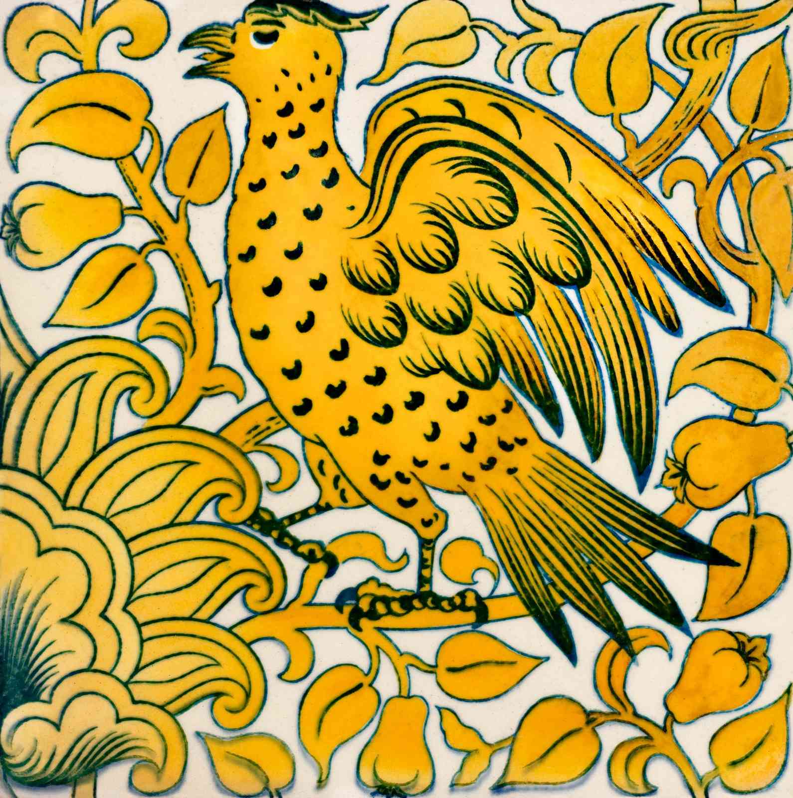 Vibrant Yellow Bird Folk Art Wall Art