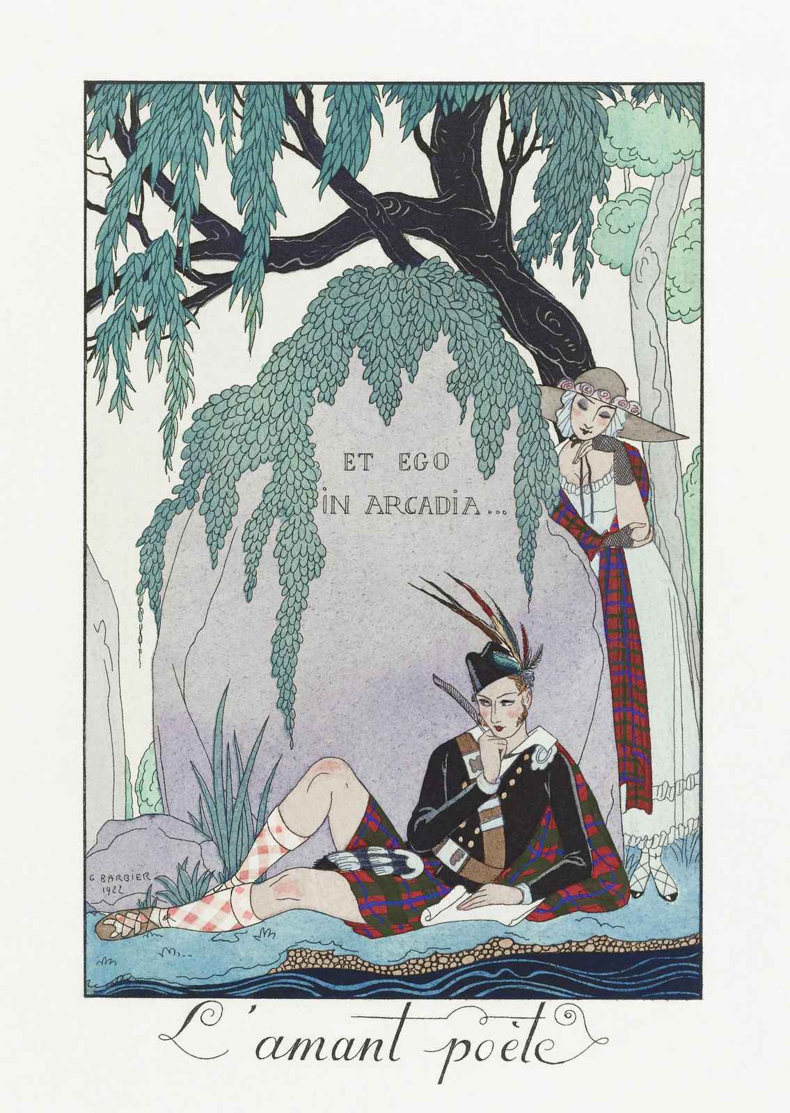 Art Deco "L'amant Poete" Scottish Tartan Wall Art