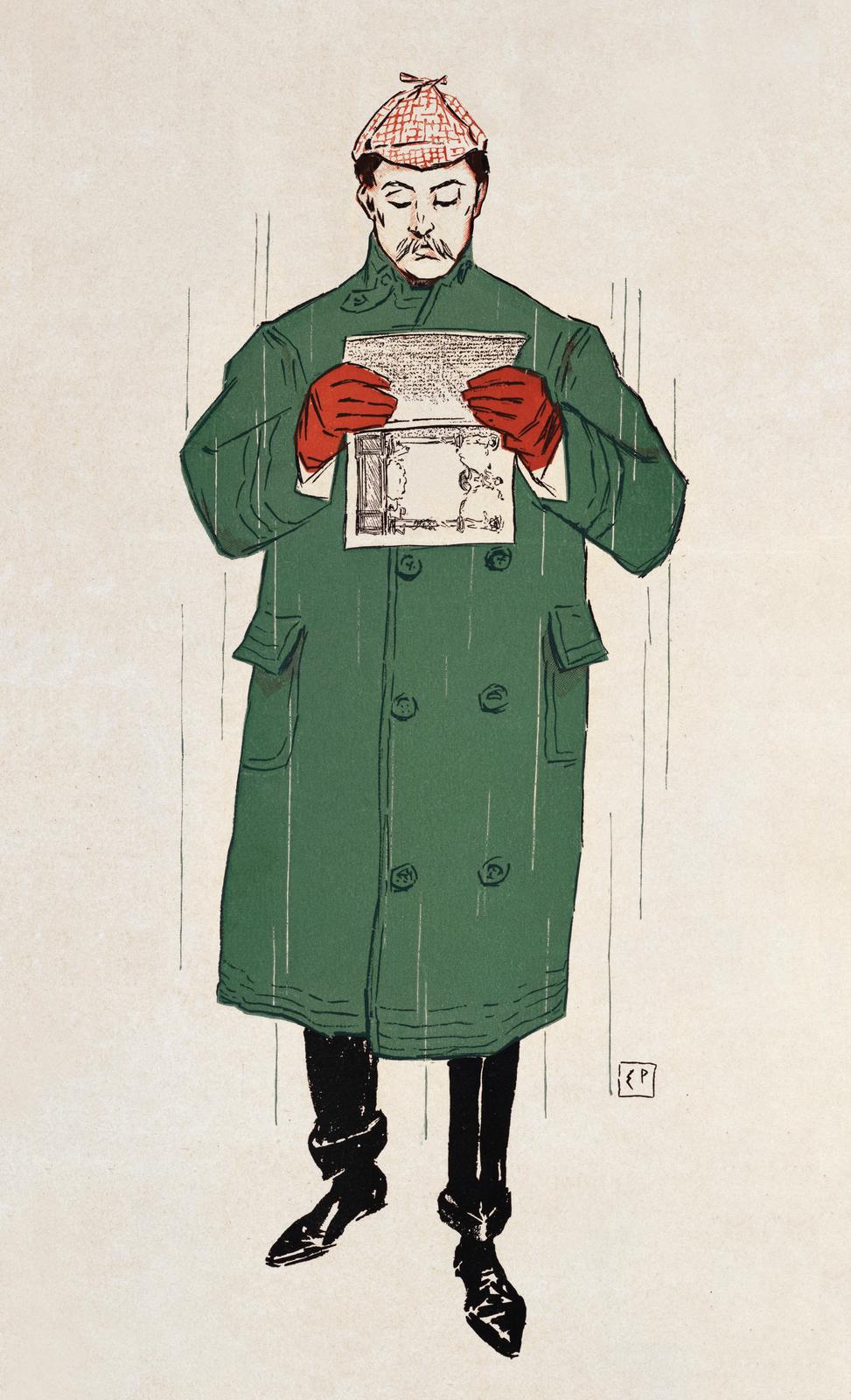 Vintage Gentleman Reading Newspaper Wall Art