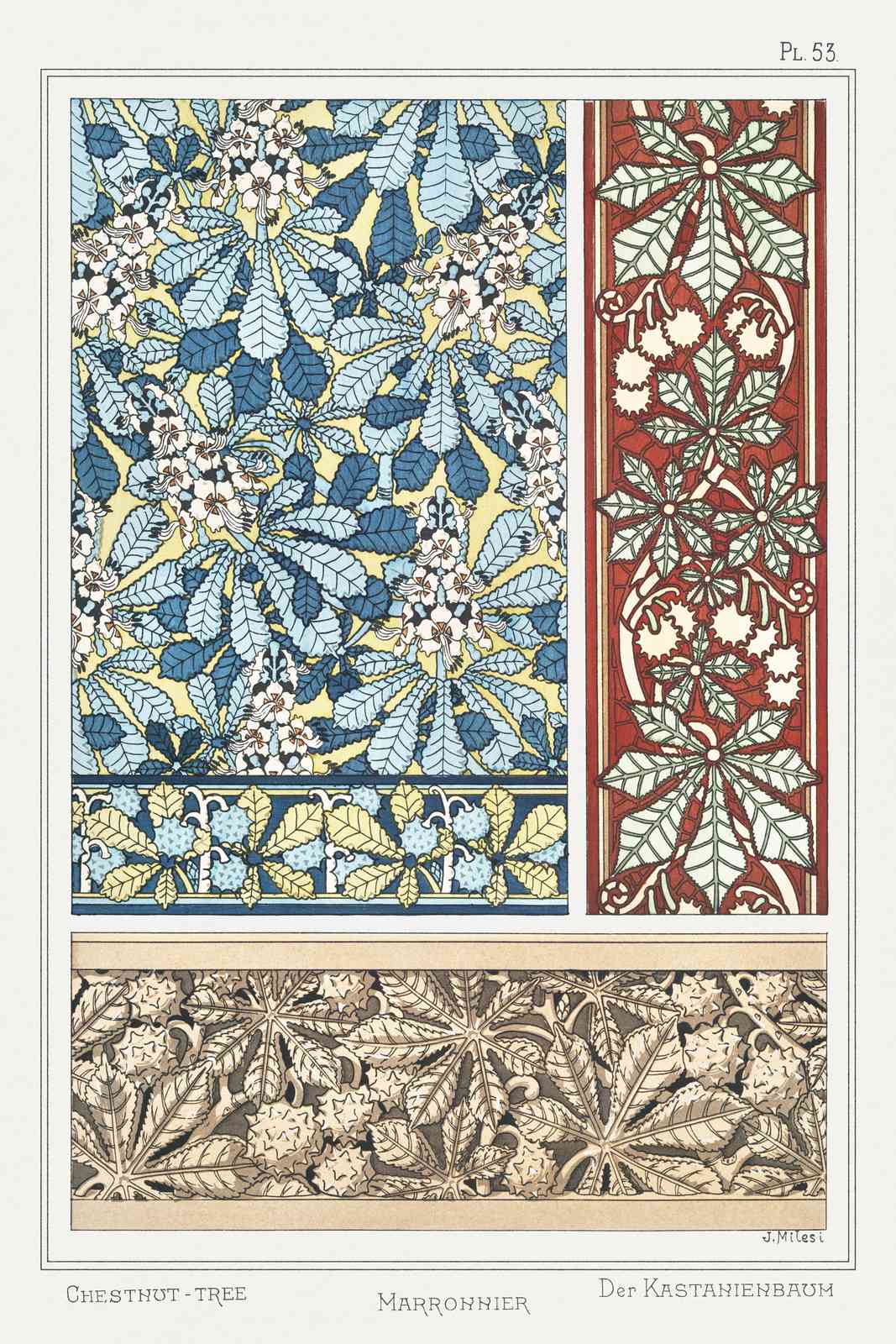 Art Nouveau Chestnut Flora Wall Art