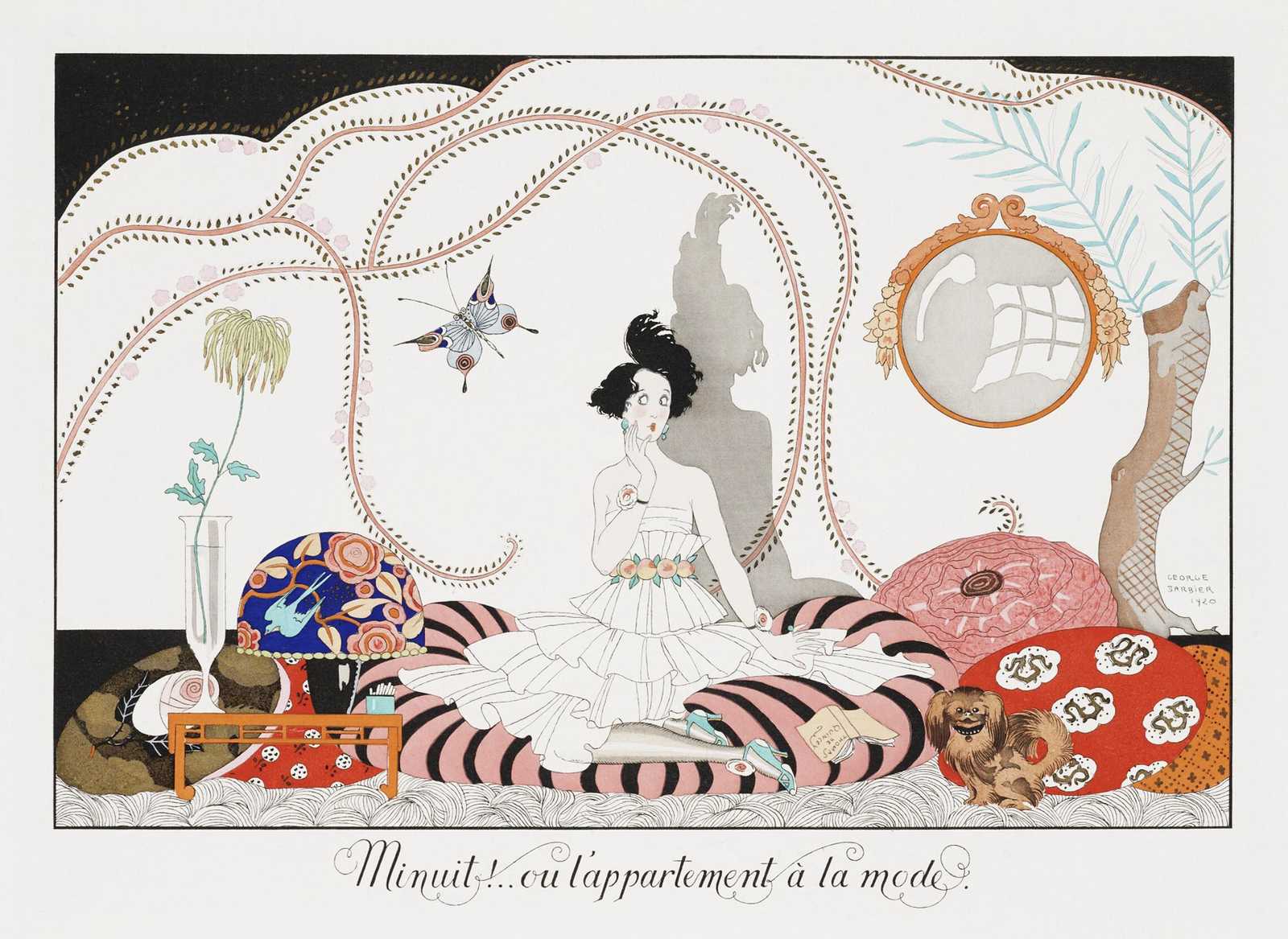 Elegant Art Deco Woman Butterfly Wall Art