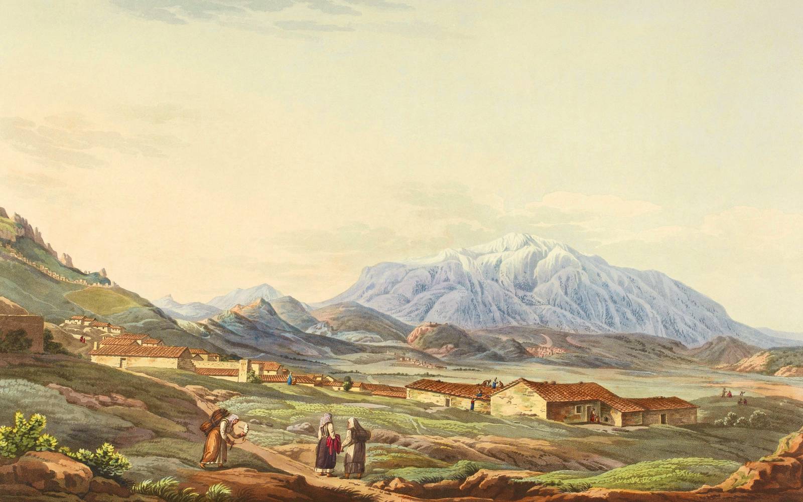 Majestic Mountain Village Landscape Wall Art