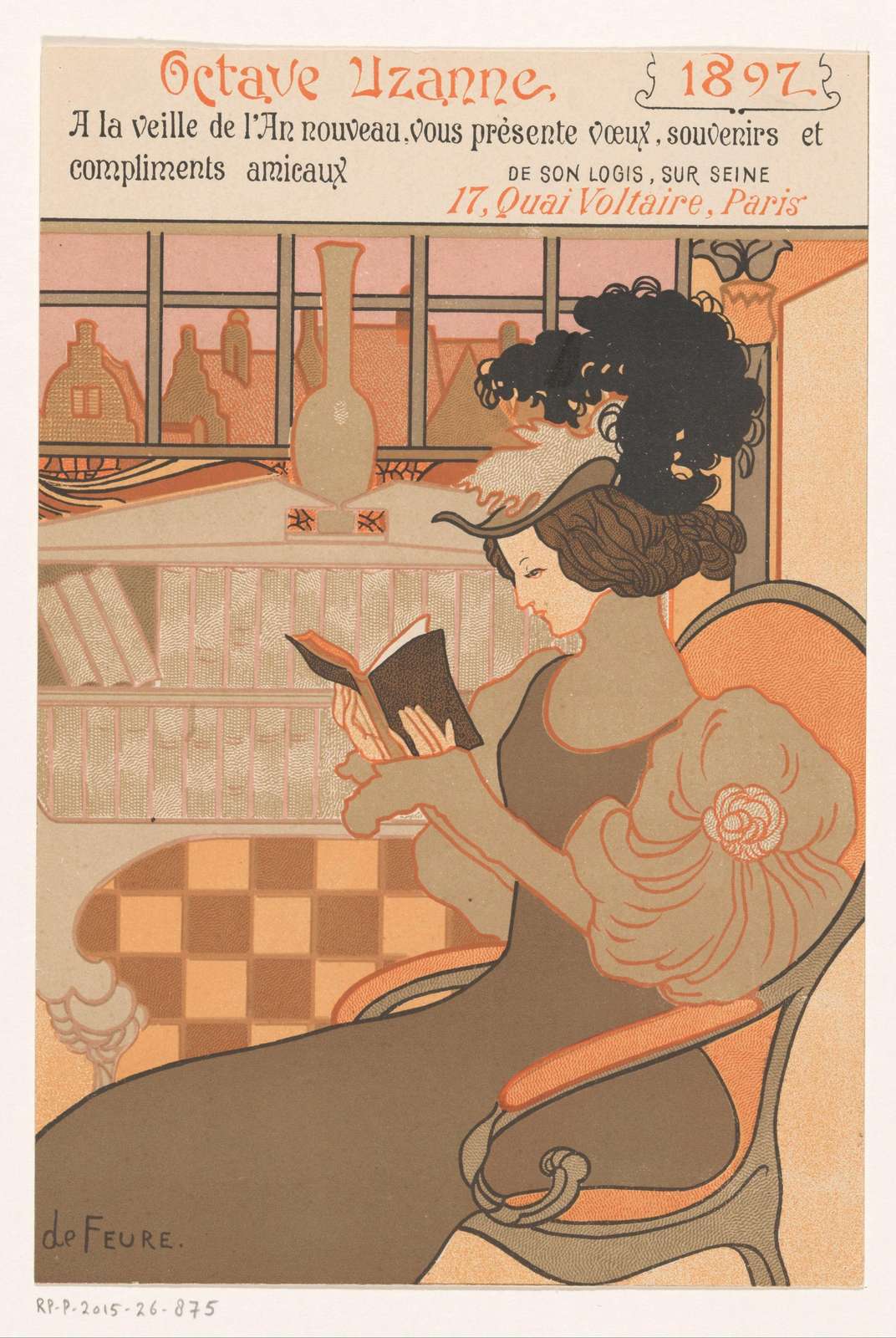 Elegant Woman Reading Art Nouveau Wall Art