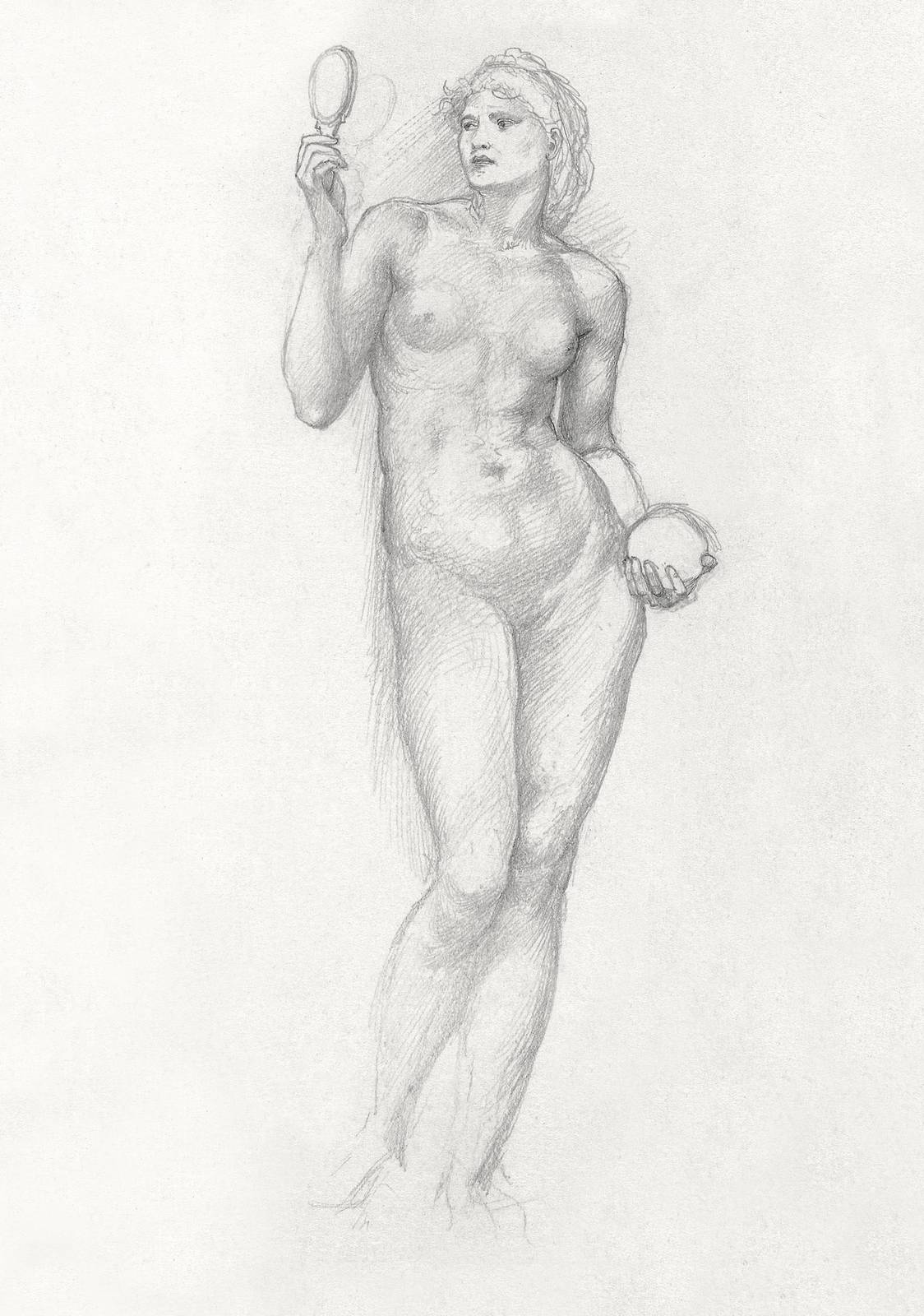 Timeless Nude Woman Mirror Apple Wall Art