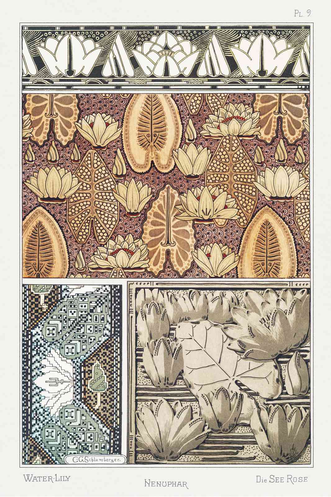 Art Nouveau Water Lily Wall Art