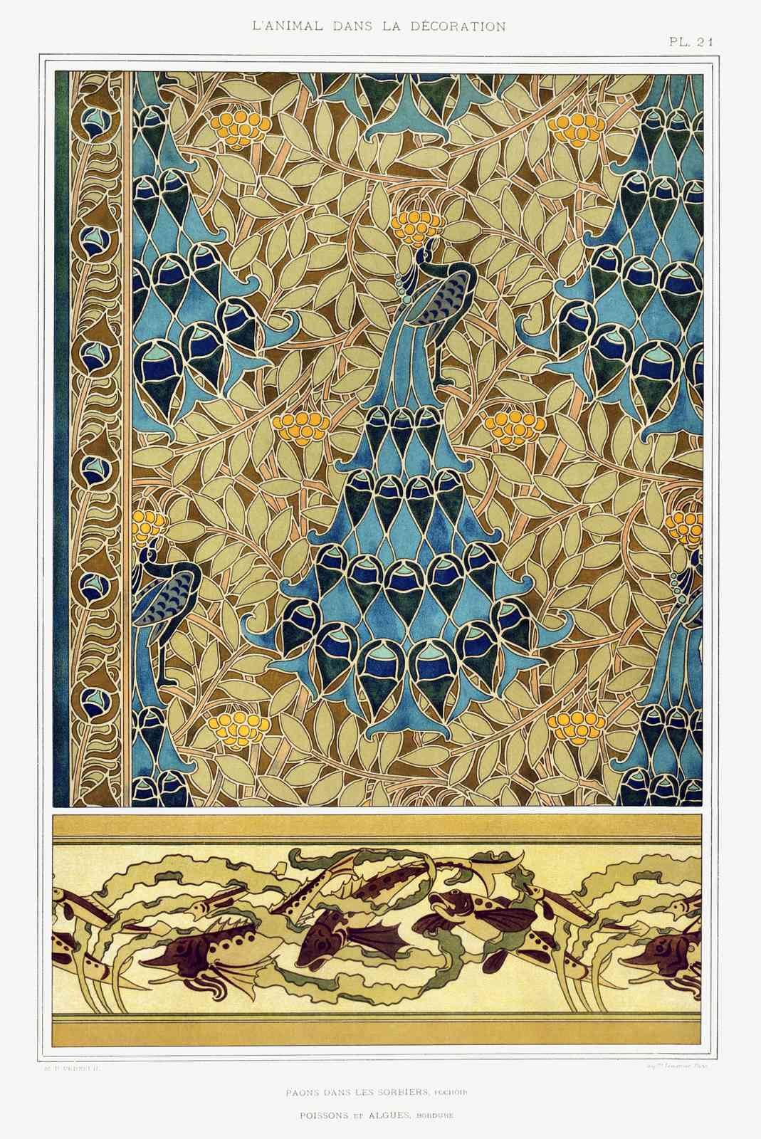 Art Nouveau Peacock Floral Wall Art