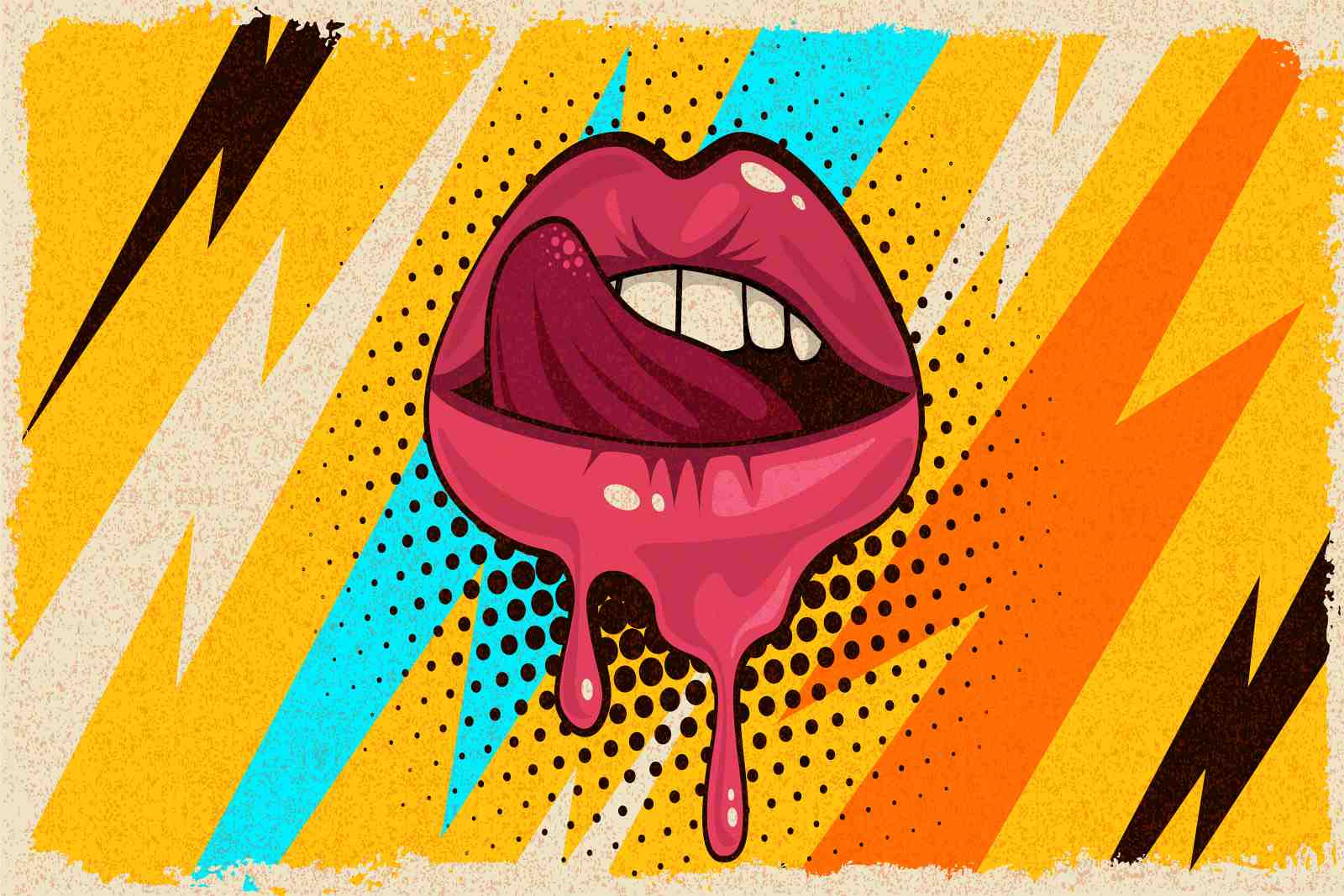 Bold Lips Drip Pop Art Wall Art