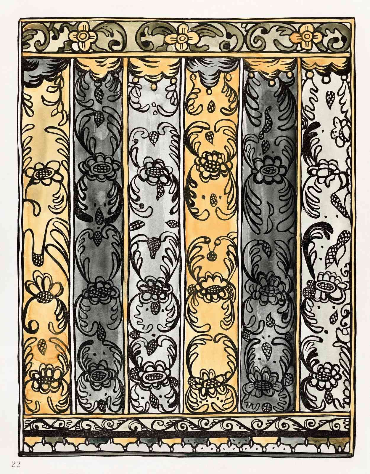 Art Nouveau Floral Stripe Wall Art