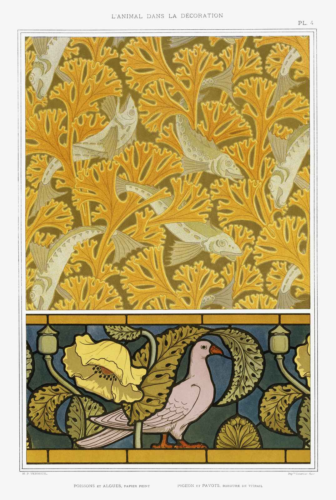 Art Nouveau Fish & Dove Wall Art