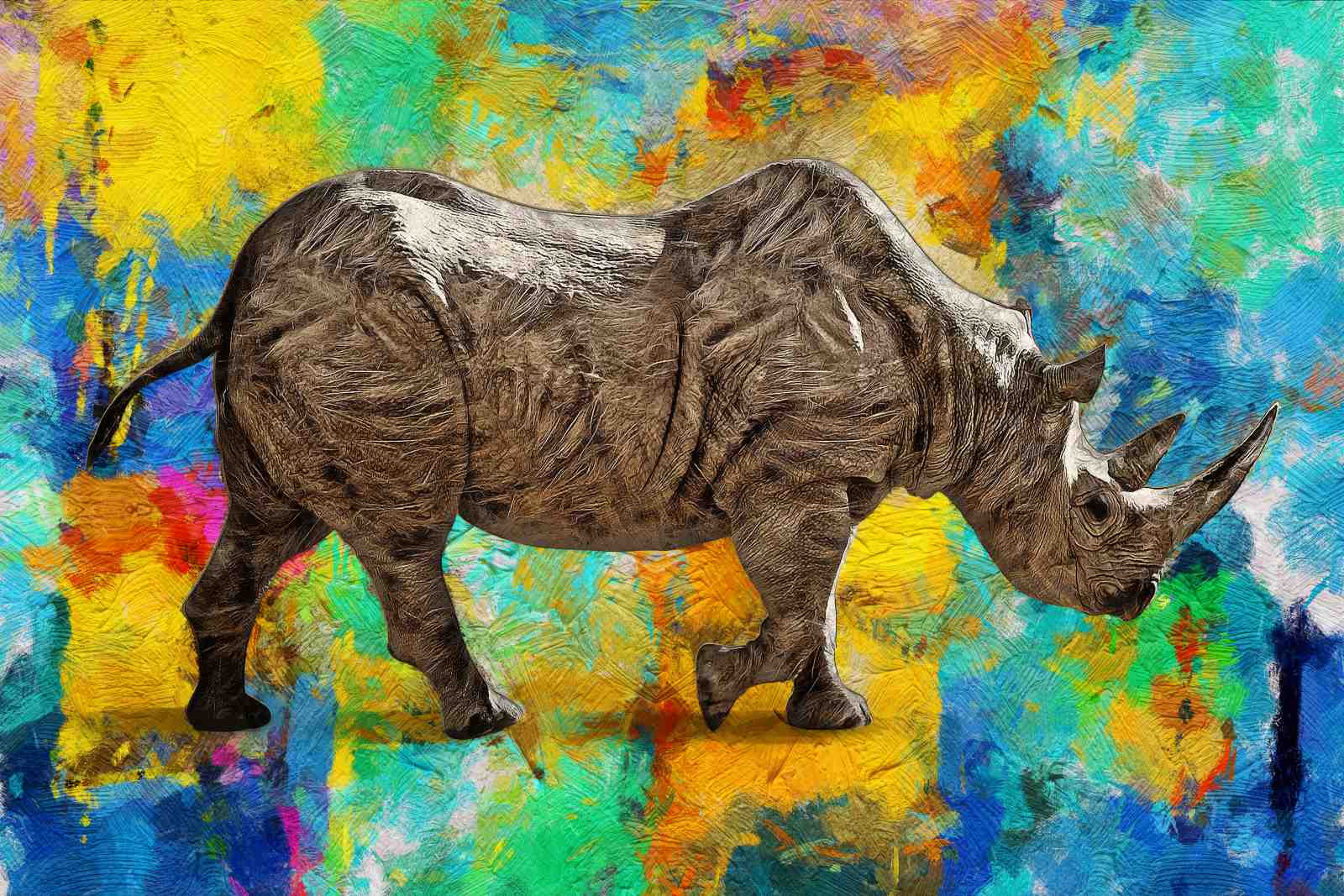 Bold Rhino Vibrant Abstract Wall Art