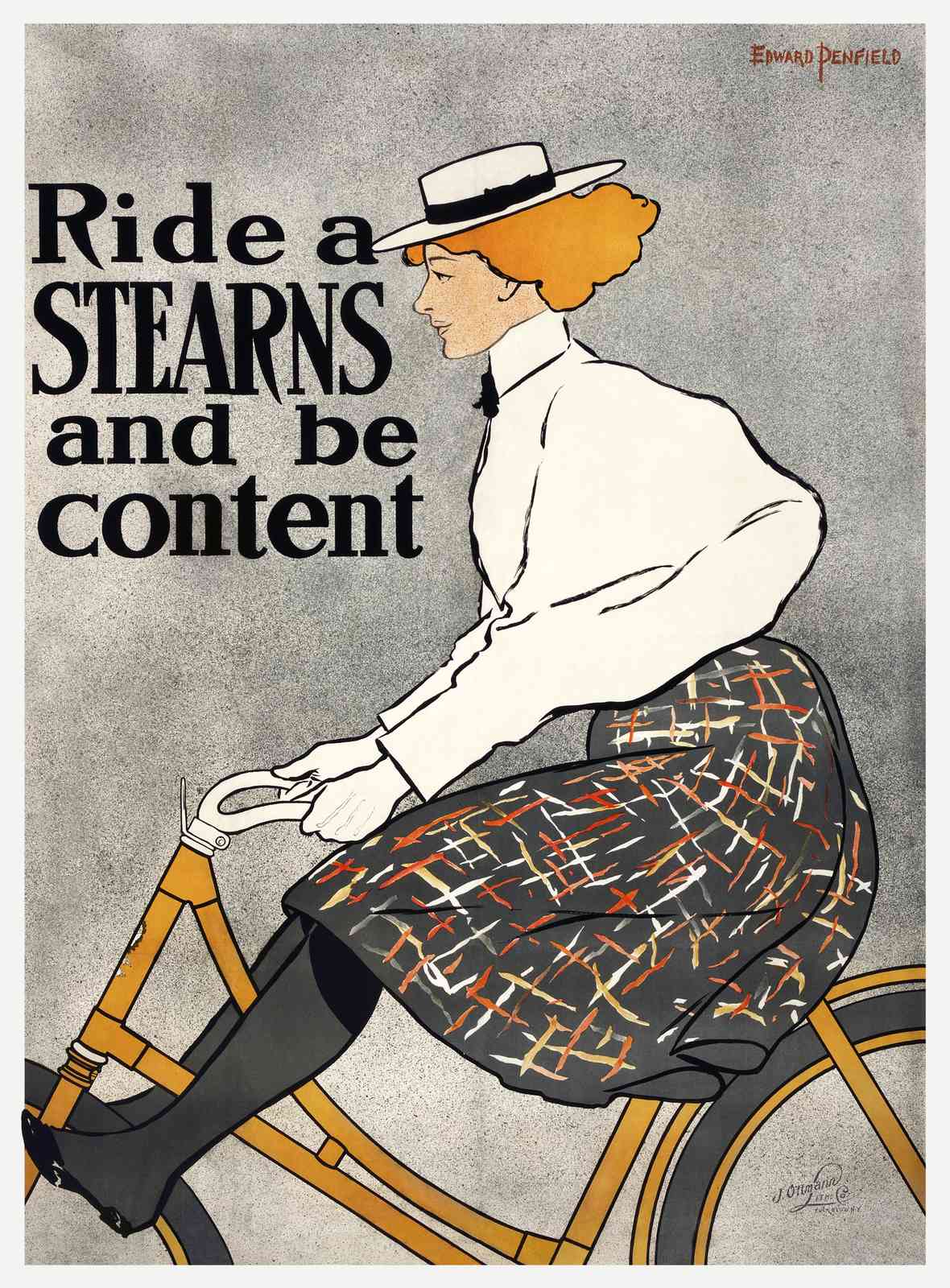 Vintage Woman Cycling Stearns Wall Art